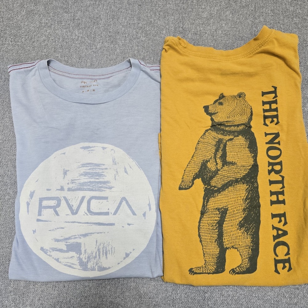 Lot of 2 Mens T-Shirts Size M RVCA Vintage Dye The North Face Bear Graphic Tee
